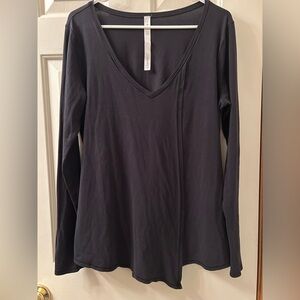 Lululemon Knot A Problem Long Sleeve Shirt Size 12 Black Pima Cotton